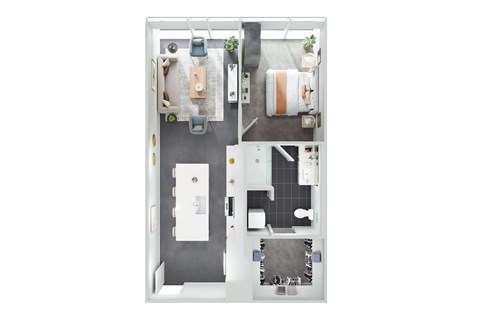 Floor plan for 1 bed, 1 bath, 794 sqft